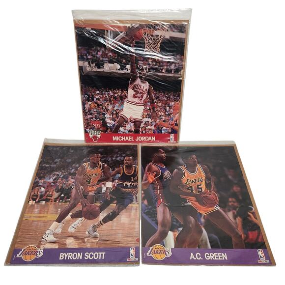NBA Hoops Action Photos Michael Jordan, A. C. Green, Byron Scott 1990-1991 New - Picture 1 of 5
